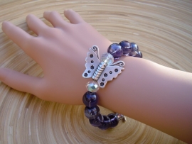 Vlinder armband met zware glasparels