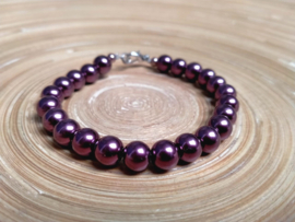 Aubergine glasparel armband 8 mm