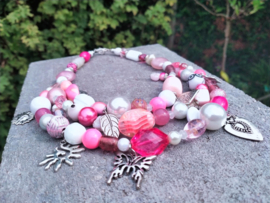 3-Laags roze ketting