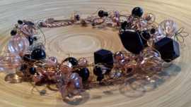 Crinkle ketting in zwart en rosé goud