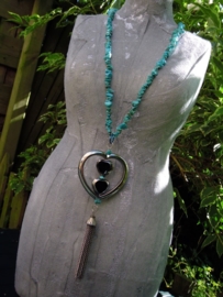 Ketting met turquoise half-edelsteen splitkralen