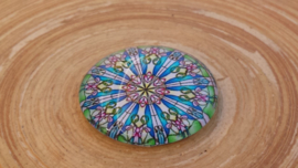 Blauw en groene glas cabochon 25 mm
