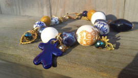 Delftsblauwe armband met goudtinten