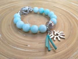 Turquoise Amazoniet armband met scarabee bedels