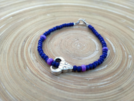 Skull armbandje in donkerblauw en lila