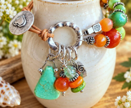Keramische armband in groen en oranje