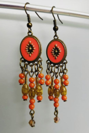 Bohemian style oorbellen in mat rood