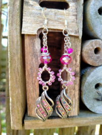 Fuchsia strass oorbellen