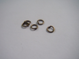 100 bronskleurige open ringetjes van 5mm