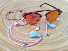 Roze/turquoise brillenkoordje Bohemian style