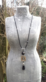 Zwarte Ibiza style ketting met Buddha hanger