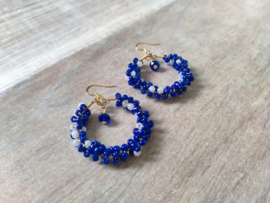 Delfts blauwe rocailles oorringen