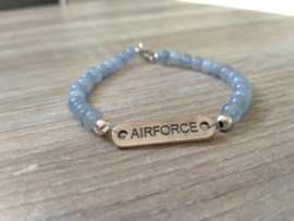 Chalsedoon heren armband met airforce connector