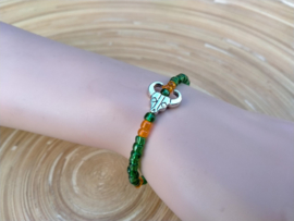 Skull armbandje in  groen en oranje