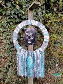 Dromenvanger Buddha in grijs en turquoise. Lengte 90 cm. Maat XXL