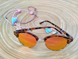 Roze en turquoise brillenkoordje Bohemian style
