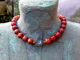 Manmade kralenketting met Tsjechische anemoon bloem glaskraal