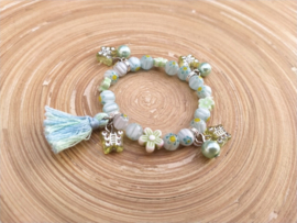 Pastelgroen millefiori kinderarmbandje op elastiek