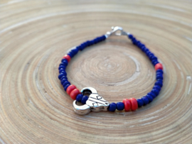 Skull armbandje in donkerblauw en oranje