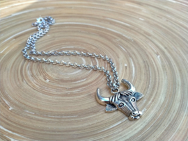 Stoere jasseron ketting met een grote skull hanger