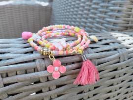 Wikkelarmband in roze, geel en zalm