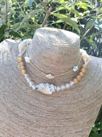 Schelpen glasparel ketting
