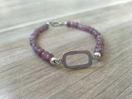 Heren armband van zacht lila lepidoliet