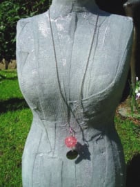 Bead to bead ballchain ketting in roze