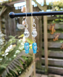 Oorbellen met blauwe Czech Glazen Uiltjes