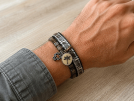 Bruine Glascubes Herenarmbandenset – 2-delig