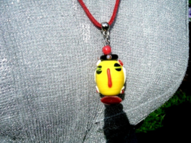 Kinderketting met suede veter en geel keramieke kraal