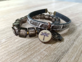 Bruine Glascubes Herenarmbandenset – 2-delig
