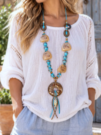 Lange Boho Lampwork ketting