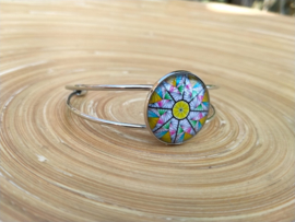 Mandala bangle armband met gele kern