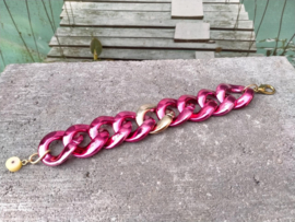 Schakel armband roze  electroplated