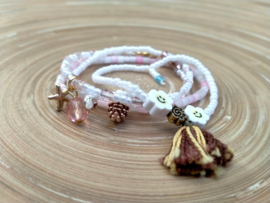 4-Delige set armbandjes in wit/roze en roségoud