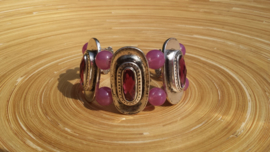 Armband met old-rose/bordeaux glasparels