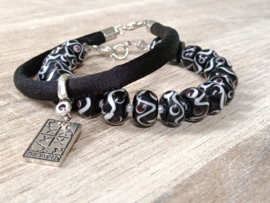 Zwarte Heren Armband met Glaskralen