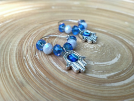 Buddha creolen met hamsa handjes en evel eye kralen