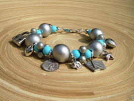 Turquoise/zilverlook armband