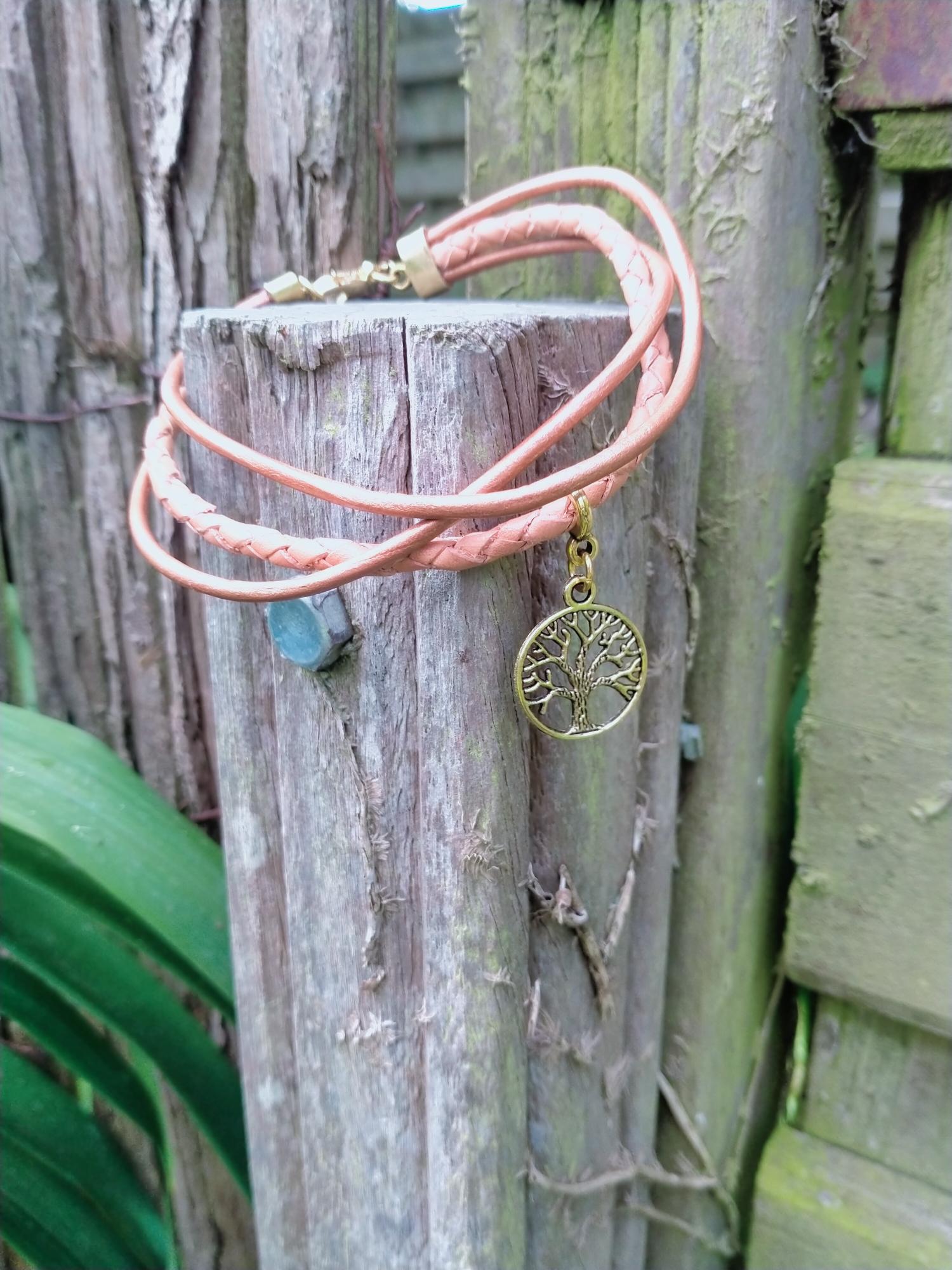 Cognac kleurige heren armband Tree of Life