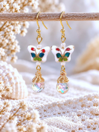 Cloisonné vlinder oorbellen