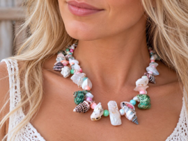 Beach schelpenketting - ibiza style kettingen - handgemaakt