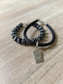 Zwarte Heren Armband met Glaskralen