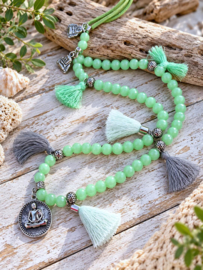 Lange Groene Buddha Ketting met Facet Glaskralen