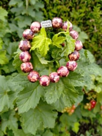 Donkerbruine houten bloem kralenarmband