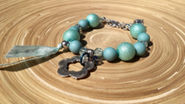 2-Delige set van turquoise bloemketting en armband