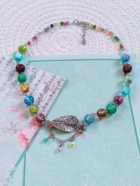 Crackle glaskralen ketting