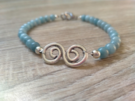 Zachtblauwe heren armband van aquamarijn