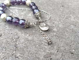 Violet paarse glasparel dames armband